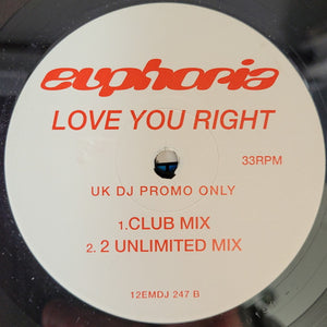 Euphoria (4) - Love You Right (12", Promo)