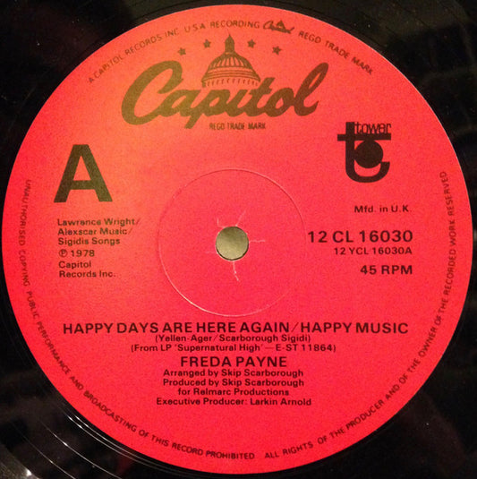 Freda Payne - Happy Days Are Here Again/Happy Music / I'd Do Anything For You (12", Single)
