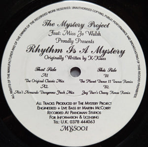 The Mystery Project Feat: Miss Jo Walsh - Rhythm Is A Mystery (12")