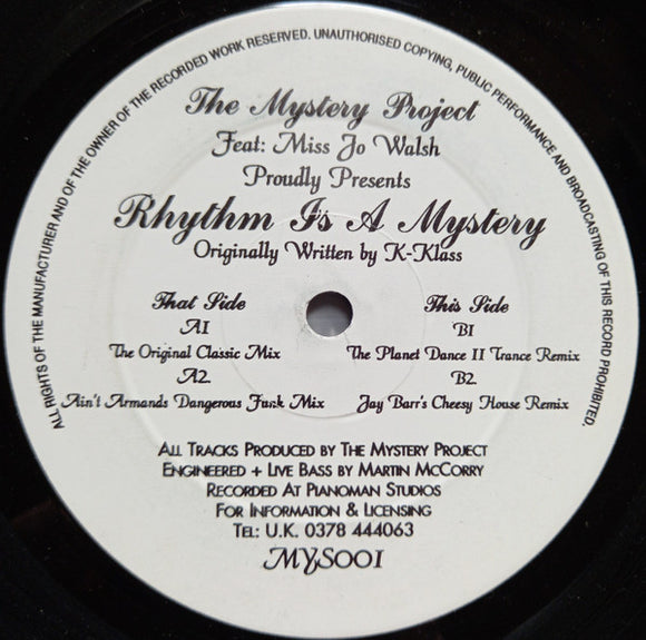 The Mystery Project Feat: Miss Jo Walsh - Rhythm Is A Mystery (12