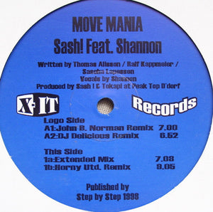 Sash! Feat. Shannon - Move Mania (12")