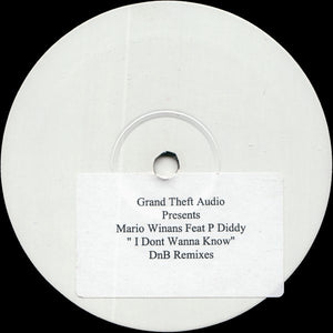 Mario Winans Feat P. Diddy - I Don't Wanna Know (DnB Remixes) (12", Promo, Unofficial, W/Lbl, Sti)