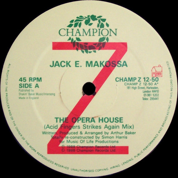 Jack E. Makossa* - The Opera House (Acid Fingers Strikes Again Mix) (12