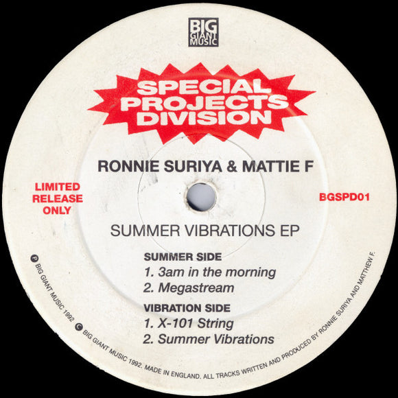 Ronnie Suriya & Mattie F - Summer Vibrations EP (12