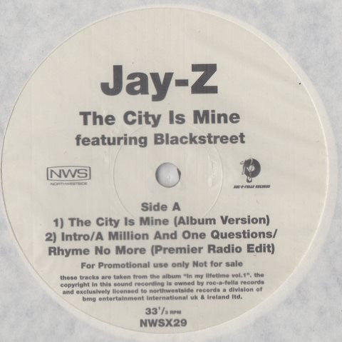 Jay-Z Featuring Blackstreet - The City Is Mine (12", Promo)