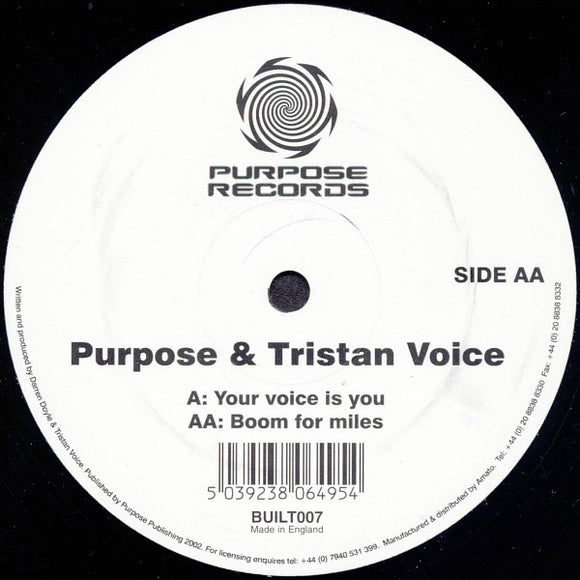 Purpose & Tristan Voice - Your Voice Is You / Boom For Miles (12