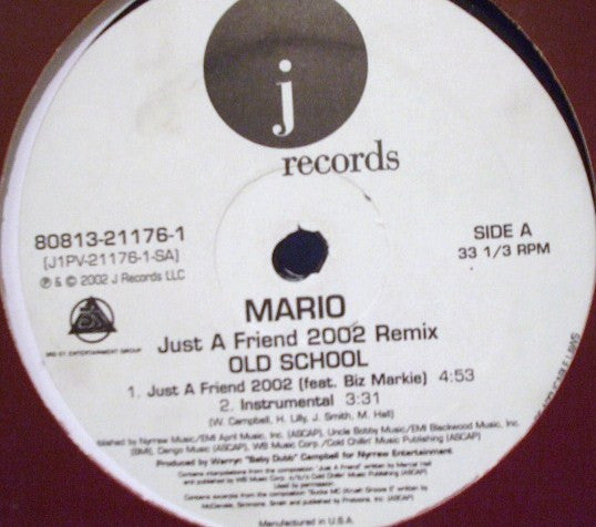 Mario - Just A Friend (2002 Remix) (12")