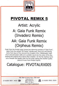 Acrylic - Gaia Funk (Remixes) (12", Promo, W/Lbl)