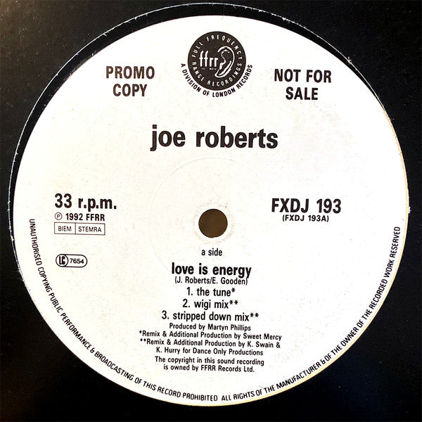 Joe Roberts - Love Is Energy (12", Promo)