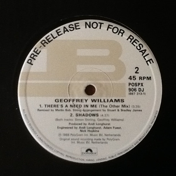 Geoffrey Williams - There's A Need In Me (12", Promo)