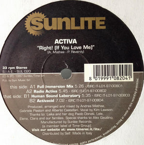 Activa (2) - Right! (If You Love Me) (12")