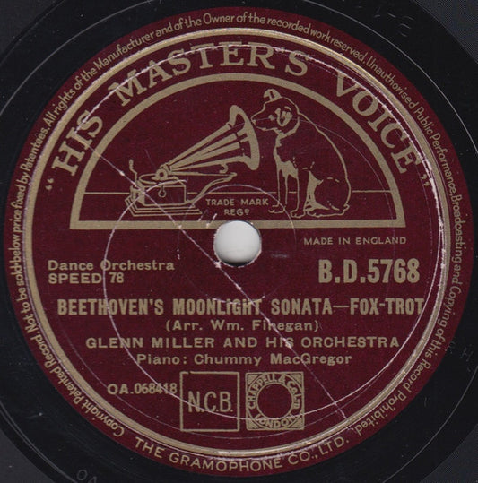 Glenn Miller And His Orchestra - Beethoven's Moonlight Sonata / The Story Of A Starry Night (Shellac, 10")
