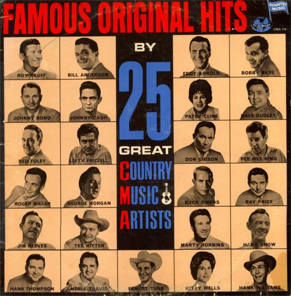 Various - Famous Original Hits By 25 Great Country Music Artists (LP, Album, Comp, Mono)
