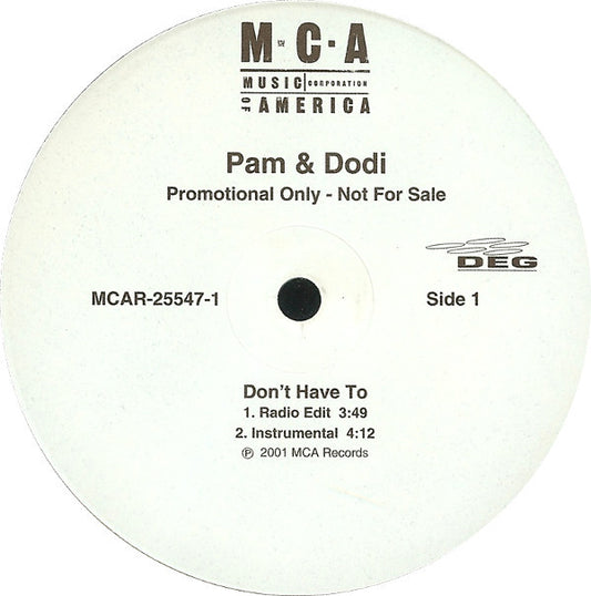 Pam & Dodi - Don't Have To (12", Promo)