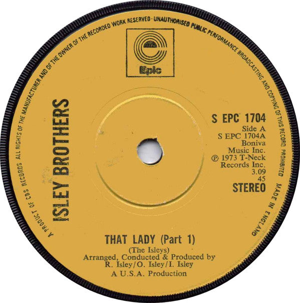 Isley Brothers* - That Lady (7", Single, Sol)