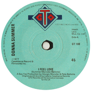 Donna Summer - I Feel Love (7", Single, Blu)