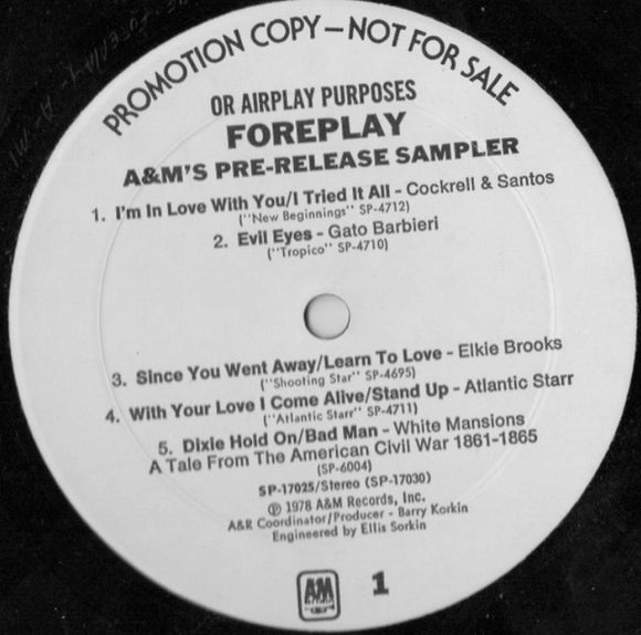 Various - Foreplay A&M's Pre-Release Sampler (LP, Promo, Smplr)