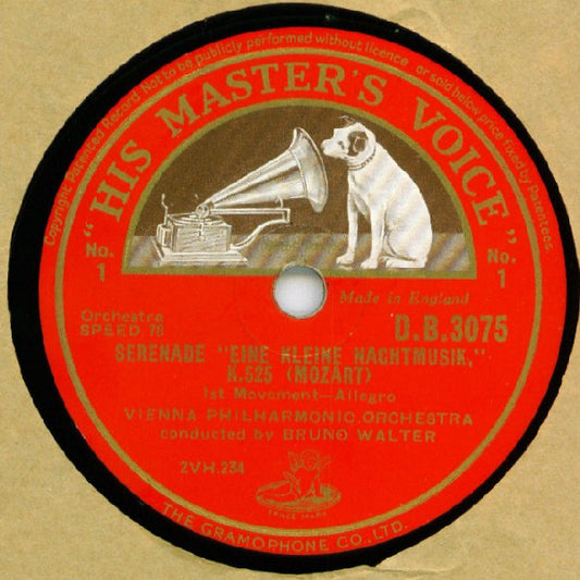 Mozart*, Vienna Philharmonic Orchestra*, Bruno Walter - Serenade "Eine Kleine Nachtmusik," K.525 (2xShellac, 12")