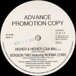 Version Two featuring Norma Lewis - Higher & Higher (12", Promo)