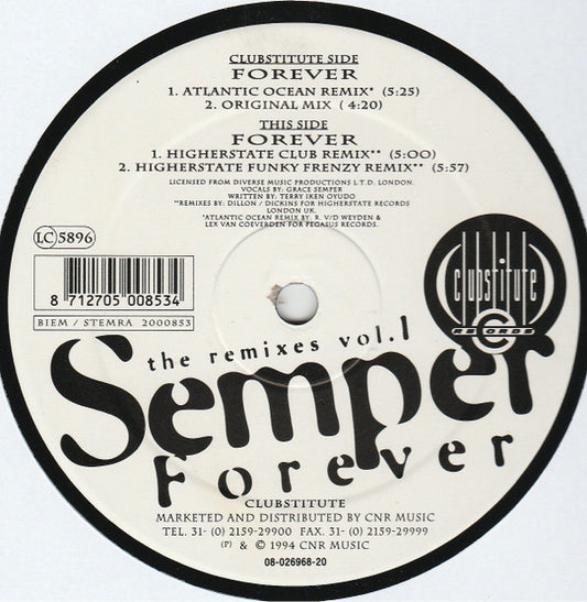 Semper - Forever (The Remixes Vol. 1) (12")