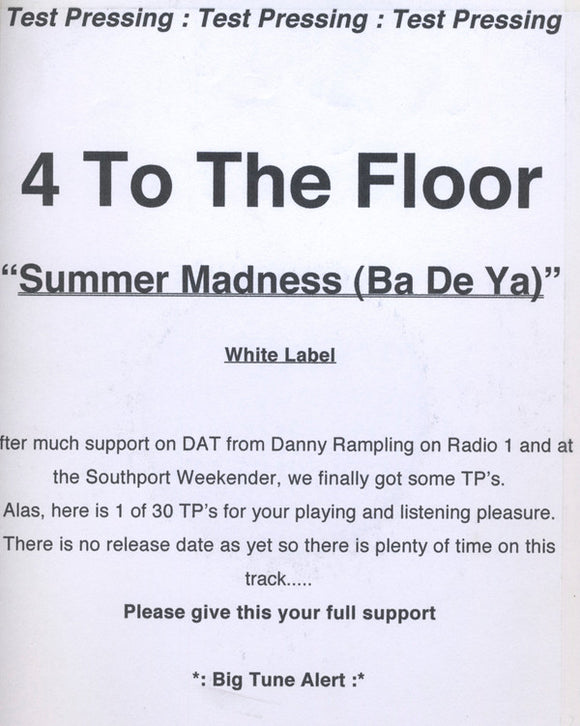 4 To The Floor* - Summer Madness (Ba De Ya) (12