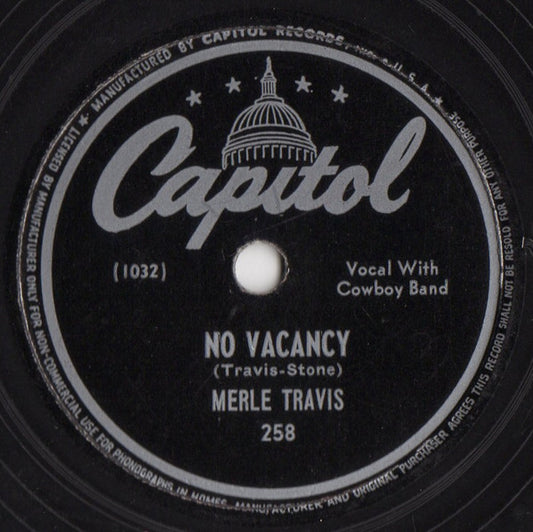 Merle Travis - No Vacancy / Cincinnati Lou (Shellac, 10", Scr)