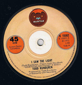 Todd Rundgren - I Saw The Light (7", Single, Sol)