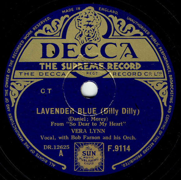 Vera Lynn - Lavender Blue (Dilly Dilly) / Jealousy (Shellac, 10