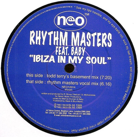 Rhythm Masters Feat. Baby (3) - Ibiza In My Soul (12