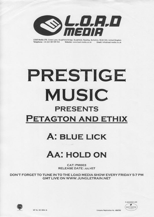 Pentagon And Ethix (2) - Blue Lick / Hold On (12", Promo, W/Lbl)
