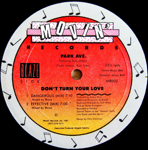 Park Ave.* Featuring Tony Jenkins - Don't Turn Your Love (12