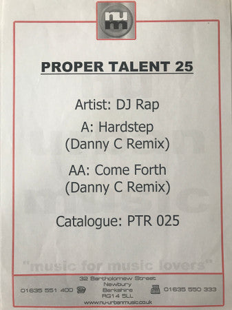 DJ Rap - Hardstep / Come Forth (Danny C Remixes) (12