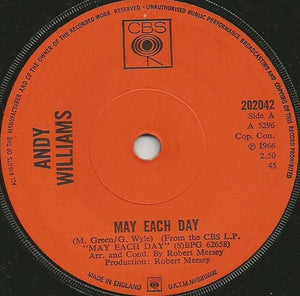 Andy Williams - May Each Day (7", Sol)