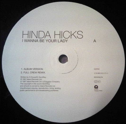 Hinda Hicks - I Wanna Be Your Lady (12")