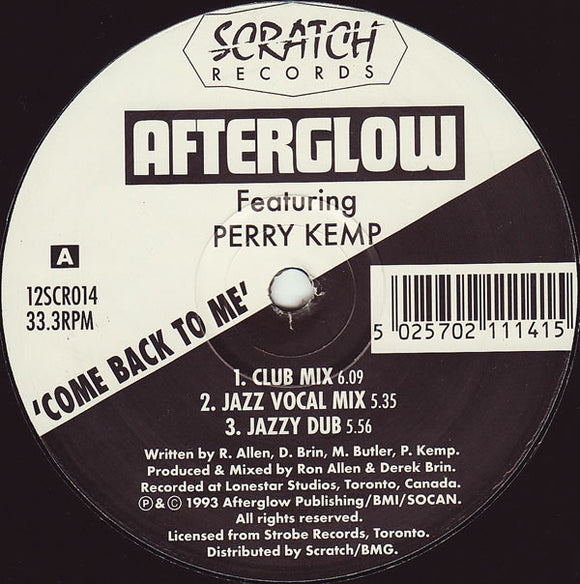 Afterglow Featuring Perry Kemp - Come Back To Me (12