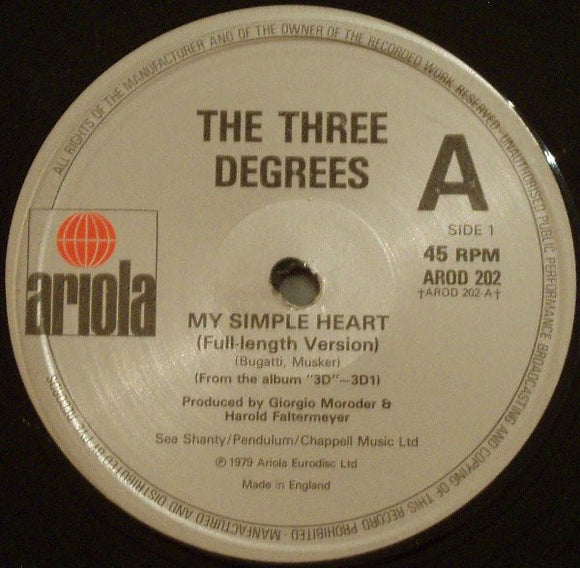 The Three Degrees - My Simple Heart / Hot Summer Night (12