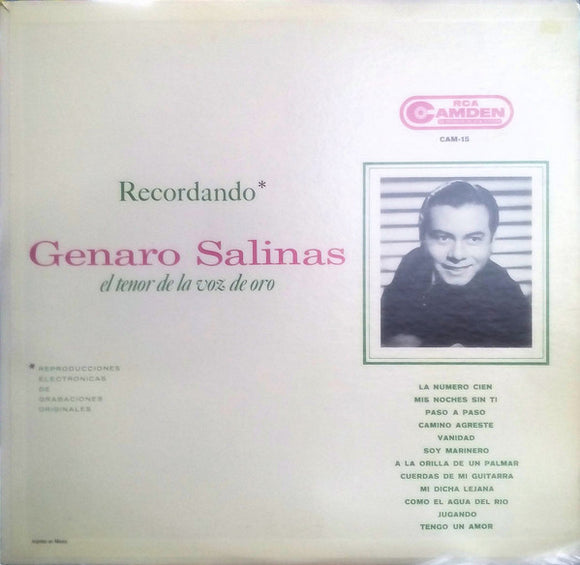 Genaro Salinas - Recordando* Genaro Salinas El Tenor De La Voz De Oro (LP, Comp, RE, RM)