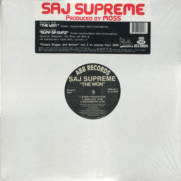 Saj Supreme - The Won / Bump Da Gunz (12")
