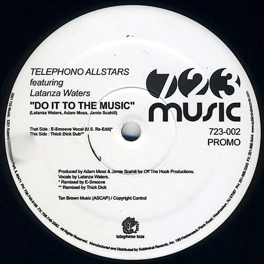Telephono Allstars featuring Latanza Waters - Do It To The Music (12", Promo)
