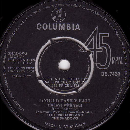 Cliff Richard And The Shadows* - I Could Easily Fall (In Love With You) (7", Single)