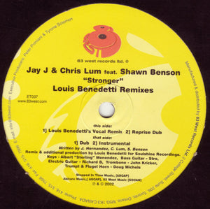 Jay J & Chris Lum* Feat. Shawn Benson - Stronger (Louis Benedetti Remixes) (12")