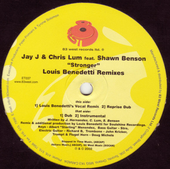 Jay J & Chris Lum* Feat. Shawn Benson - Stronger (Louis Benedetti Remixes) (12