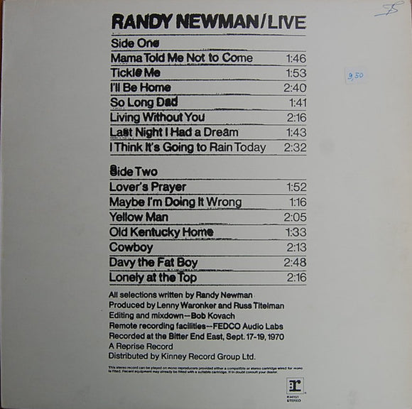 Randy Newman - Live (LP, Album)