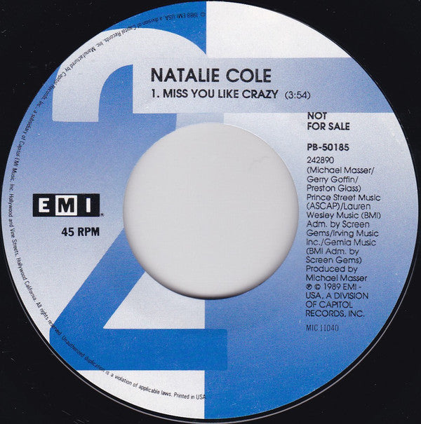 Natalie Cole - Miss You Like Crazy (7", Single, Promo)