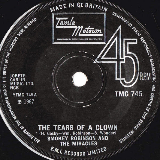 Smokey Robinson And The Miracles* - The Tears Of A Clown / Who's Gonna Take The Blame (7", Single, Sol)