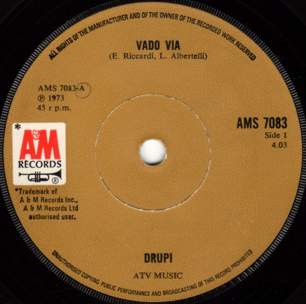 Drupi (2) - Vado Via (7", Sol)