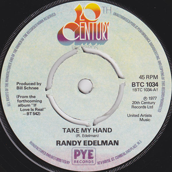 Randy Edelman - Take My Hand (7", Pus)