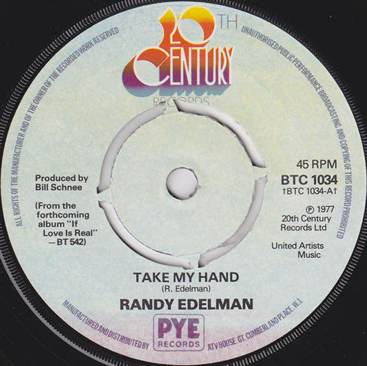 Randy Edelman - Take My Hand (7", Pus)