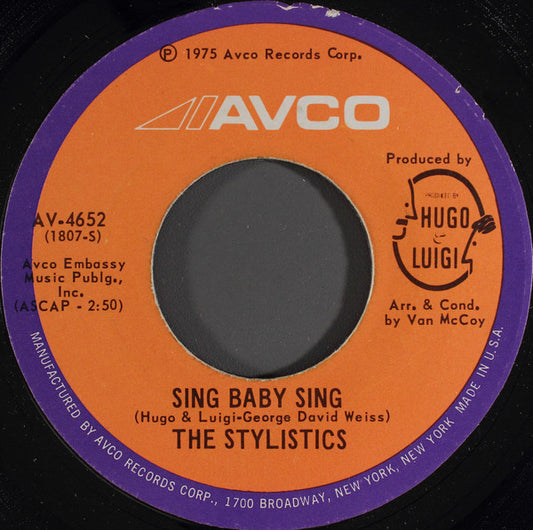 The Stylistics - Sing Baby Sing / Thank You Baby (7", Single, PRC)