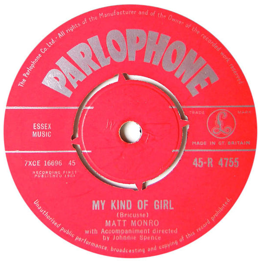 Matt Monro - My Kind Of Girl / This Time (7")